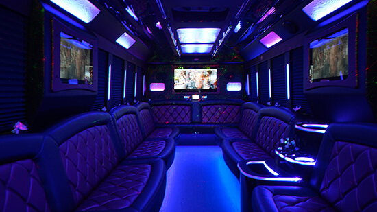 ample party bus interior