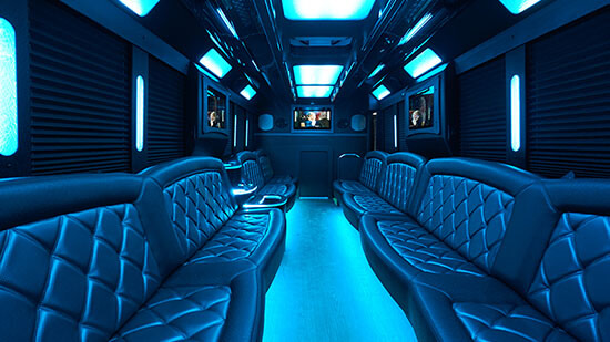 party bus interior lounge