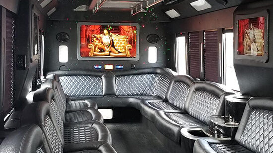 spacious party bus with lights